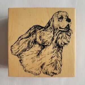 Vintage 2000 Rubber Stamp American Cocker Spaniel Dog Realistic Mounted
